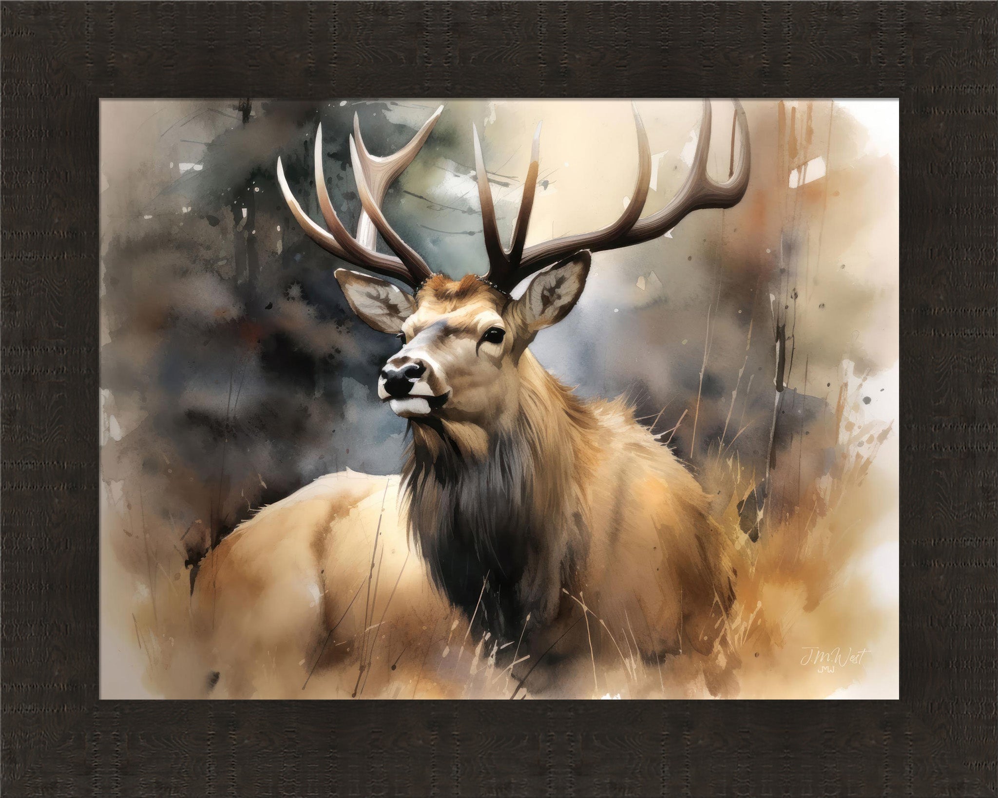 Modern Watercolor Elk