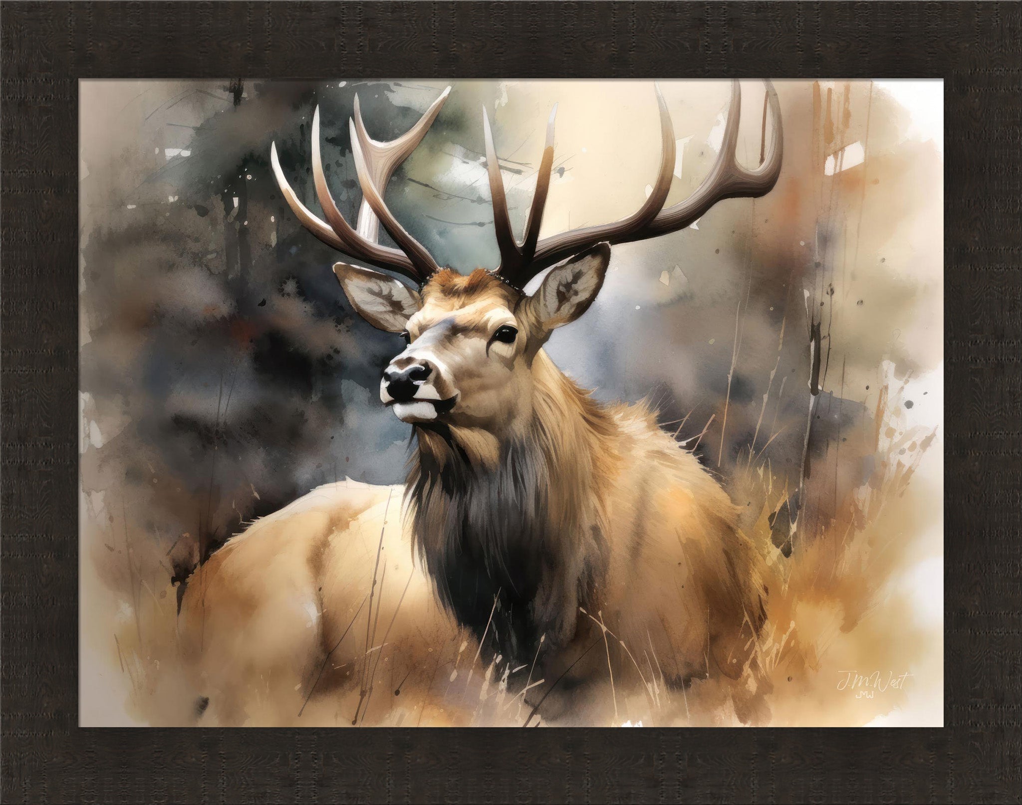 Modern Watercolor Elk